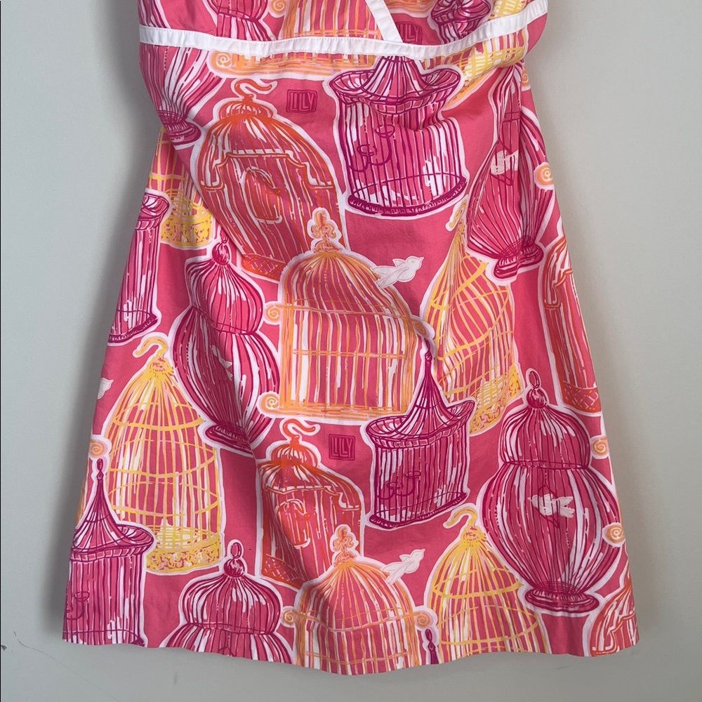 Vintage Lilly Pulitzer Pink Multi Birdcage Halter Mini Dress - Picture 3 of 11